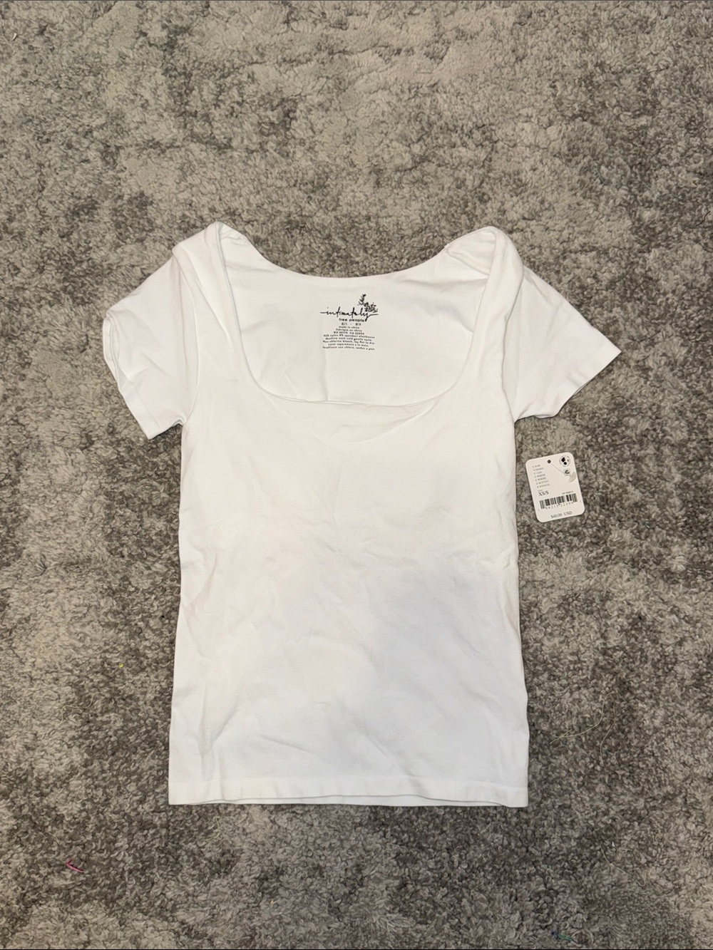 NWT Free People White Scoop Neck Short Sleeve Tee